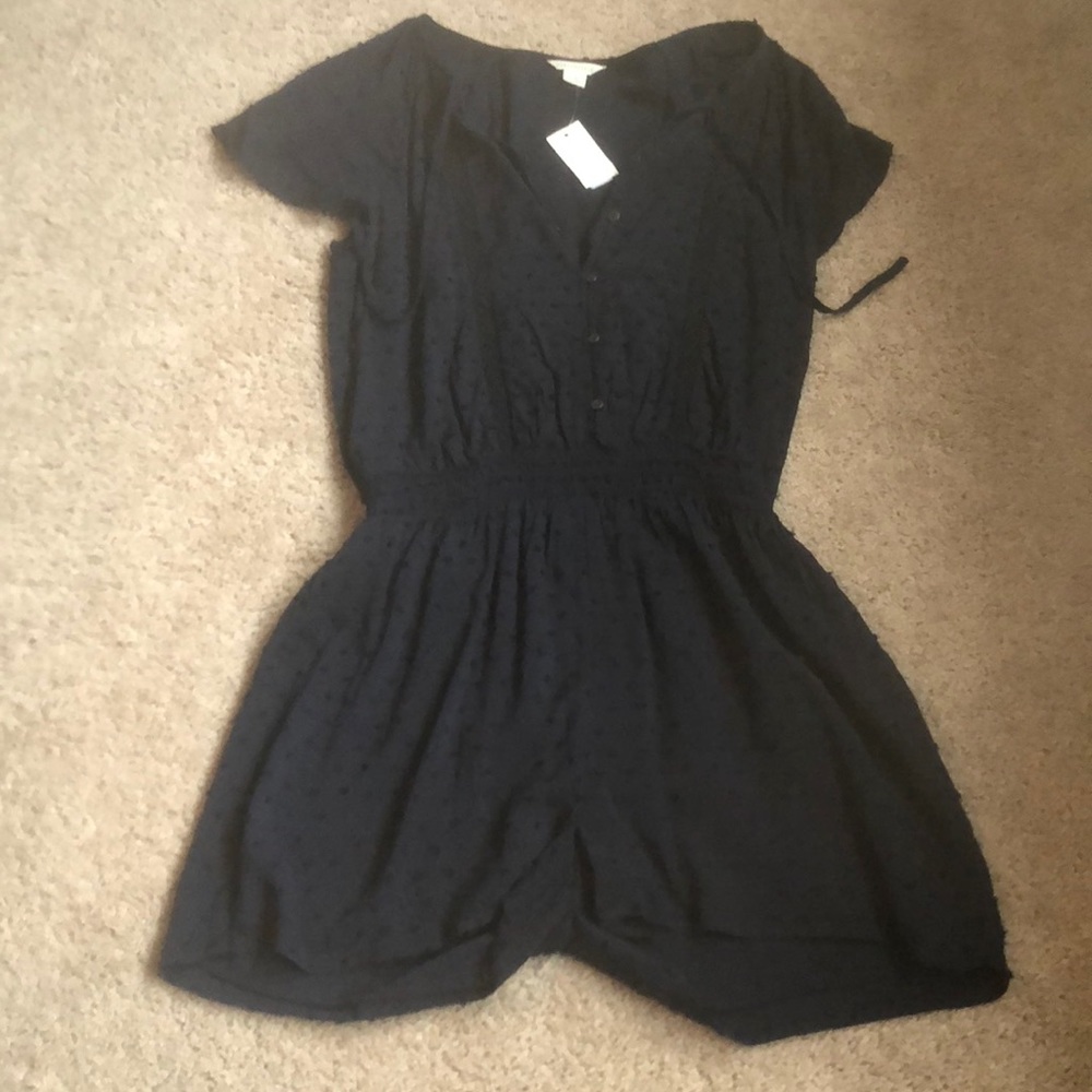 Navy short sleeve romper